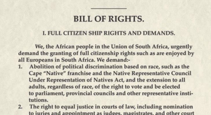 ANC Bill of Rights, 1943.