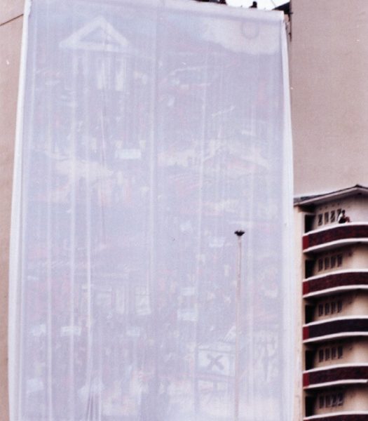 The unveiling of the Constitution mural outside Parliament.